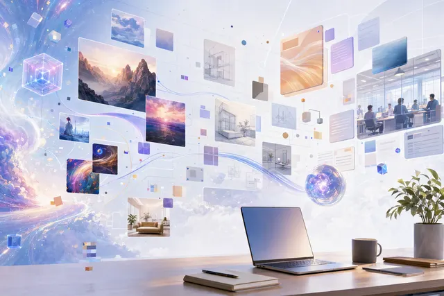 Editorial illustration for Doubao Work’s infinite creation canvas update
