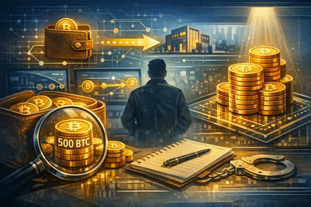 Illustration of dormant Bitcoin moving from an old wallet to institutional custody at Coinbase Prime