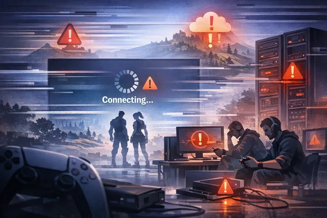 Illustration of a Fortnite server outage affecting PlayStation login access