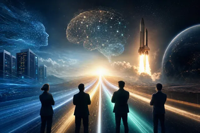 Illustration representing the debate over AI companies’ slowdown pledges and continued model releases