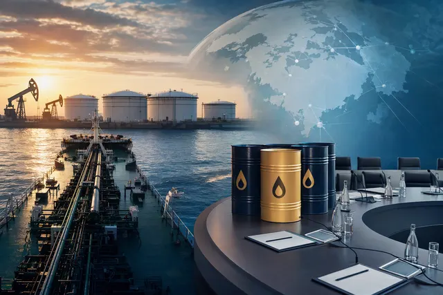 Editorial illustration accompanying a report on IEA emergency oil-stock releases and diesel priorities