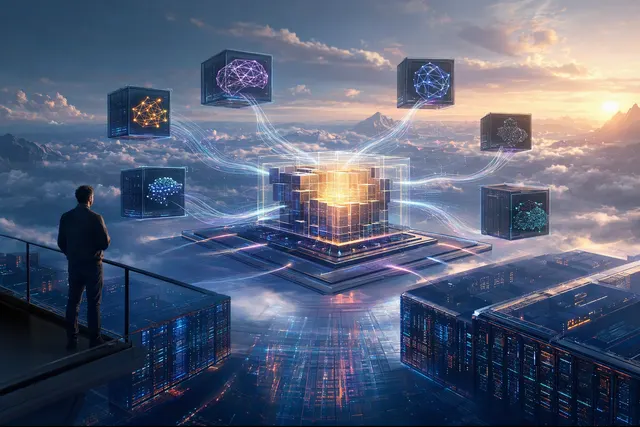 AI-generated editorial illustration about Amazon Bedrock, cloud computing and AI models