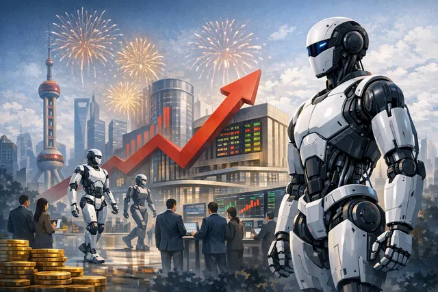 Editorial illustration of a humanoid robot representing Unitree Robotics’ Shanghai STAR Market IPO