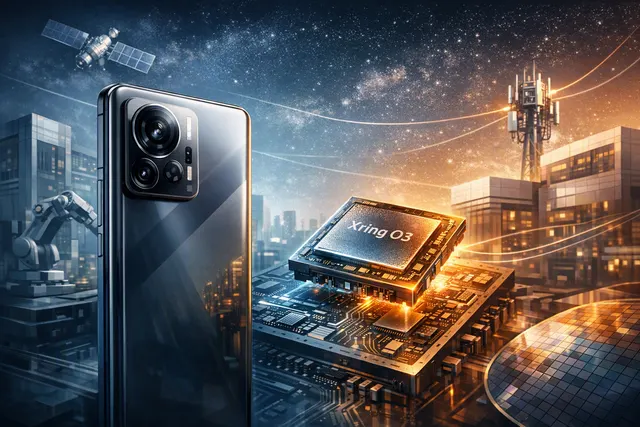 Illustration of Xiaomi’s Xring O3 smartphone processor and a premium foldable phone