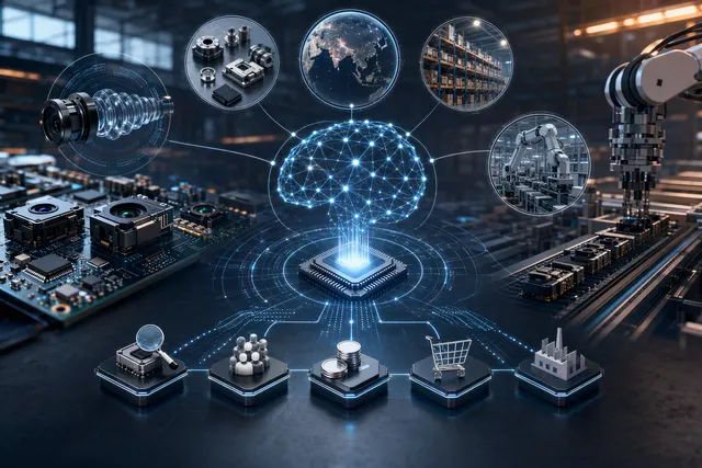 AI-generated illustration accompanying an article about LG Innotek’s AI-assisted component selection