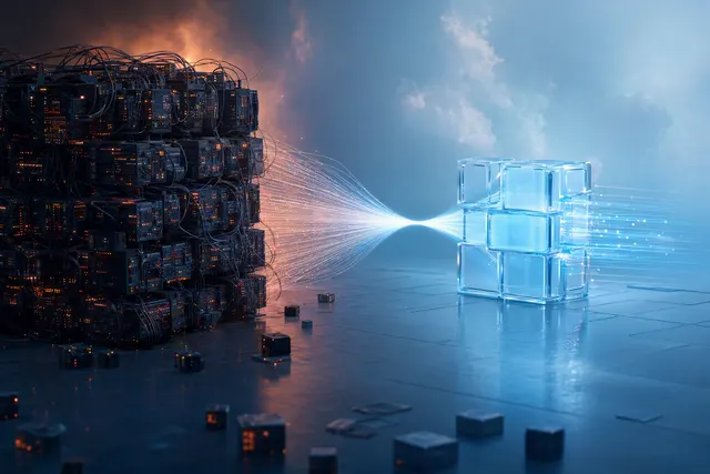 Illustration of AI computing infrastructure and memory chips