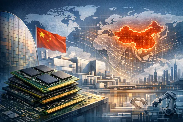 Editorial illustration of CXMT’s DRAM expansion competing with global AI-memory suppliers