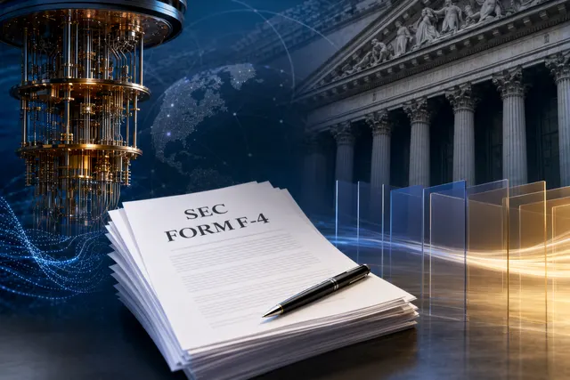 Conceptual illustration of a quantum computer system representing IQM’s planned Nasdaq listing under ticker IQMX