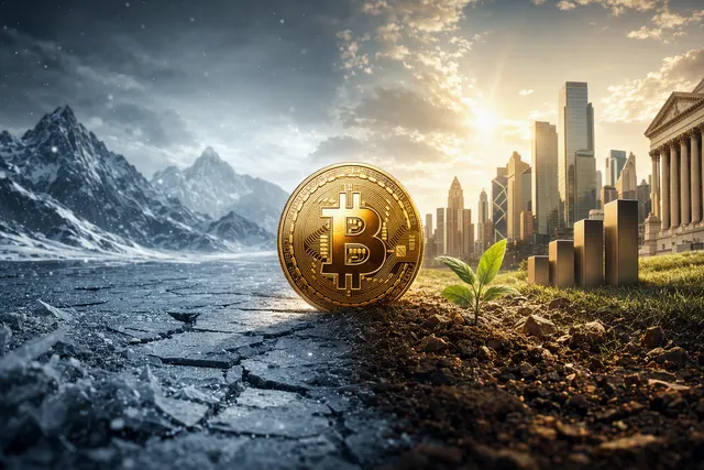 Editorial illustration accompanying an analysis of bitcoin’s 2026 recovery