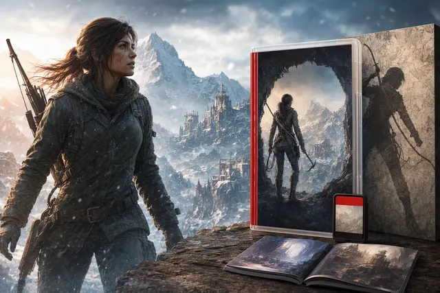 Editorial illustration for the Rise of the Tomb Raider Nintendo Switch 2 physical release