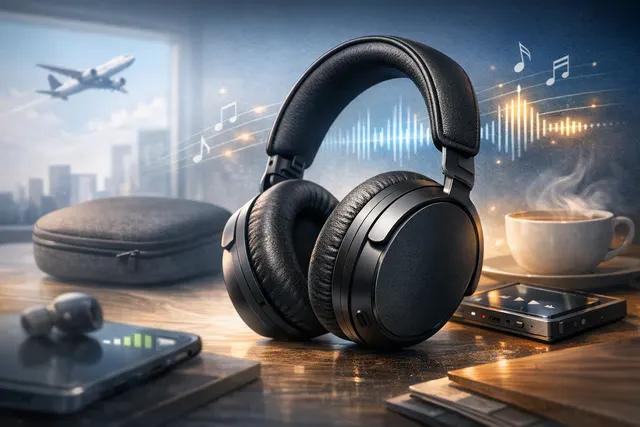 Sennheiser Momentum 5 Wireless headphones in black, white, and denim colorways showcased against a clean background.