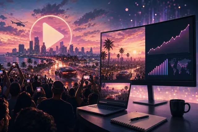 Illustrative artwork for an article about the rapid YouTube view growth of the GTA VI launch trailer