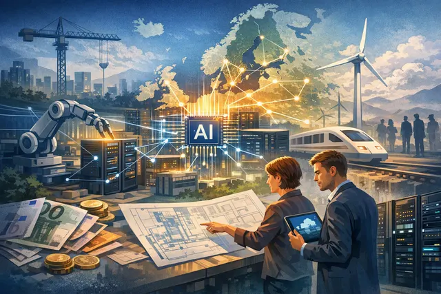 Abstract editorial illustration representing Velatir’s European AI governance platform and €5 million seed funding