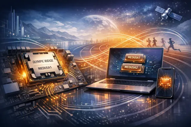 Concept illustration of AMD Zen 6 Ryzen desktop and mobile processor families, including Olympic Ridge and Medusa