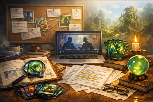 AI-generated concept art depicting Disney Lorcana Attack of the Vine! set with dual-ink Team cards and Pixar characters including Monsters Inc., Up, and Turning Red