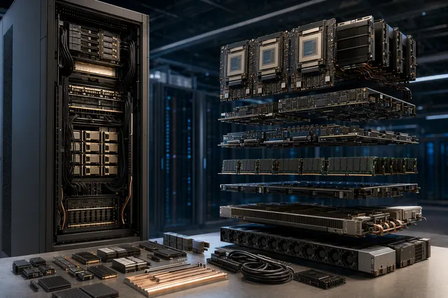 Illustration of Nvidia Vera Rubin AI rack infrastructure representing a multi‑million‑dollar AI supercomputing system