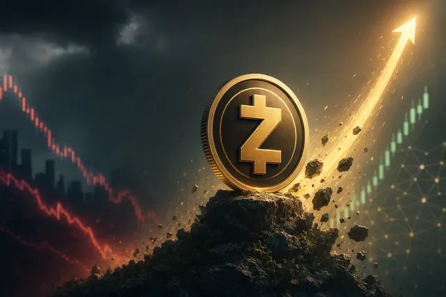 Illustration representing the Zcash cryptocurrency rally and price surge in the crypto market
