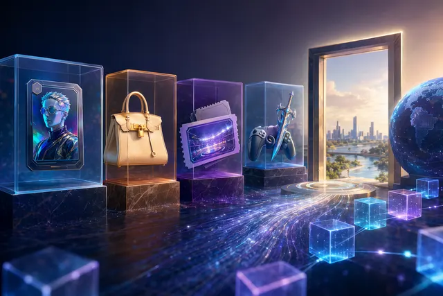 Concept illustration representing the shift from speculative NFTs to tokenized real‑world assets like collectibles and luxury goods