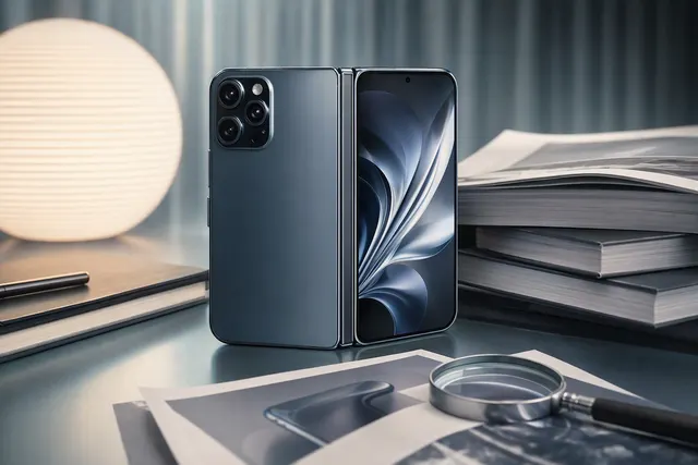 Editorial illustration of Apple’s iPhone Duo foldable phone