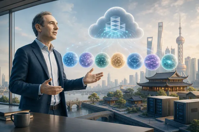 AI-generated editorial illustration representing Amazon Bedrock’s multi-model AI platform.