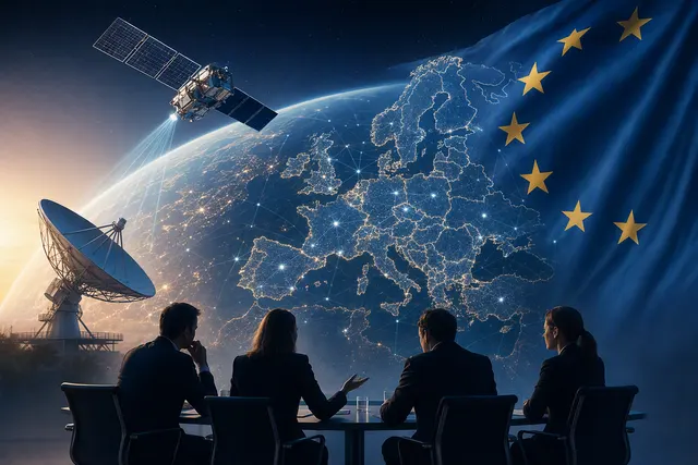 Illustration of satellite-to-mobile connectivity over Europe