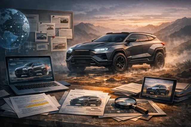 Digital render of the Aston Martin Dreadnought, a virtual military-spec SUV created for Call of Duty: Modern Warfare 4