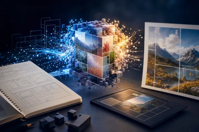 Editorial illustration accompanying an article about MOSS-Image and layout-guided image generation