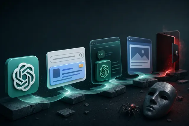 Illustration for an article about a malicious ChatGPT Custom GPT and a ClickFix malware campaign