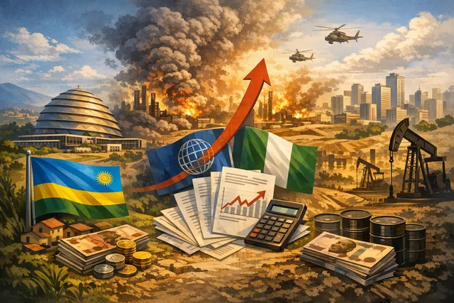 What major economic policy actions did the IMF take for Rwanda and Nigeria in 2026 amid the Middle East conflict-driven inflation surge, and