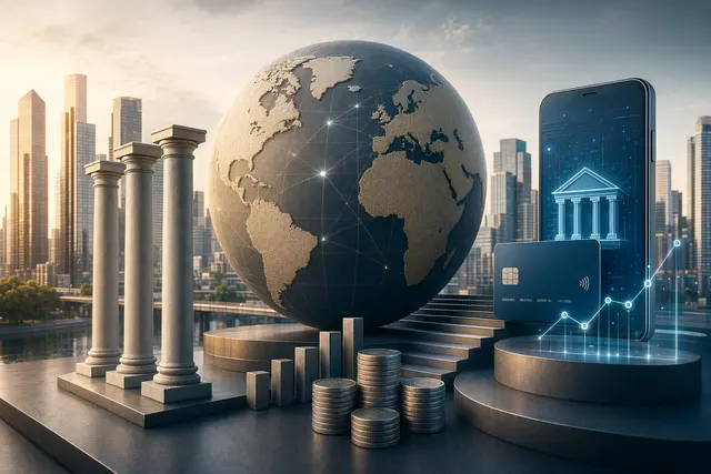 Illustration representing venture capital investment in fintech and AI infrastructure startups