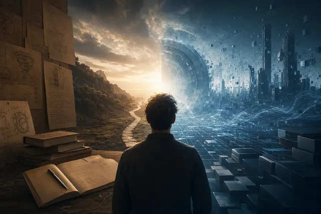 Editorial illustration representing Stripe’s AI-driven commerce outlook and its use of “singularity” as a business-planning frame