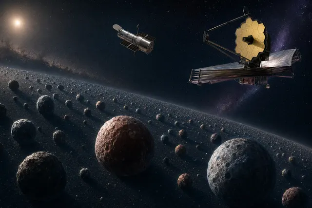Illustration of a small icy trans-Neptunian object orbiting beyond Neptune