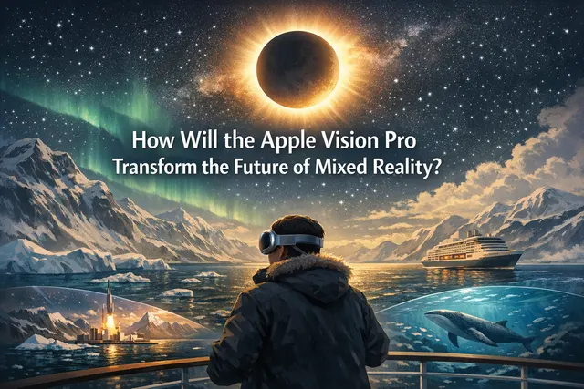 Conceptual image of a smartphone displaying a photo editing interface with a virtual camera angle adjustment overlay, representing Apple's new Spatial Reframing AI feature announce