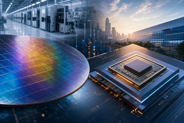 Illustration of an advanced semiconductor chip representing TSMC’s 2nm and 3nm process transition