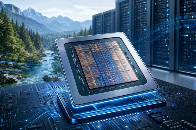 Illustration of Intel Clearwater Forest Xeon 6+ server processor built on the 18A process