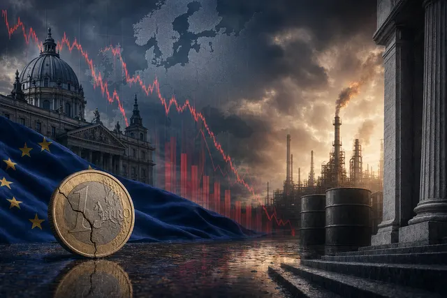 European stock market decline and euro weakening amid rising bond yields and oil price surge