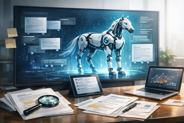 Abstract digital artwork representing Alibaba's HappyHorse 1.1 AI video generation model upgrade