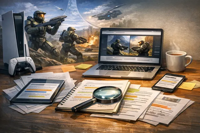Halo: Campaign Evolved key art with Master Chief on a futuristic battlefield, overlaid with split-screen co-op requirements and PS Plus subscription warning
