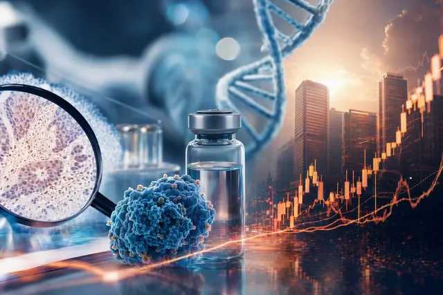Illustration representing a personalized melanoma vaccine trial and a sharp move in Moderna’s share price