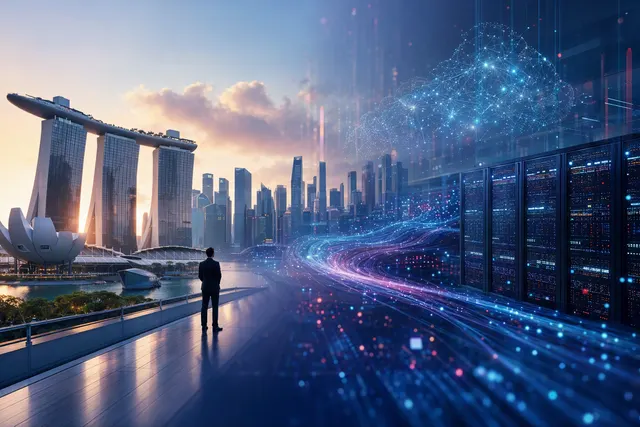 Editorial illustration representing real-time data infrastructure supporting enterprise AI