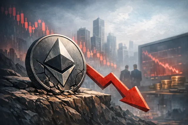 Ethereum market disconnect concept showing a split between macro price pressure and on-chain accumulation signals