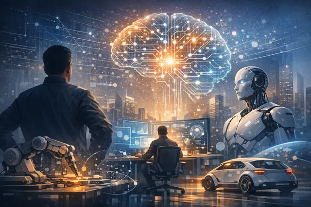 Illustration of Jensen Huang discussing artificial general intelligence and AI infrastructure during Nvidia’s fiscal Q2 2027 earnings call