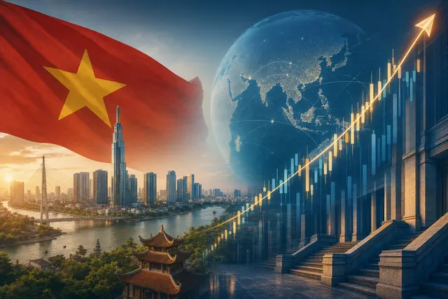 Minh họa thị trường chứng khoán Việt Nam trong bối cảnh được FTSE Russell tái phân loại lên Secondary Emerging Market