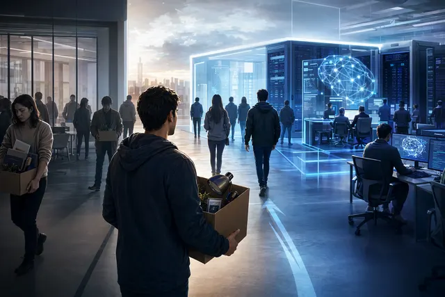 Illustration representing Meta’s 2026 AI restructuring and workforce changes