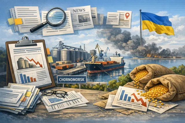 A port terminal with damaged silos and cranes at a Black Sea port in Chornomorsk, Ukraine, after a missile strike in July 2026