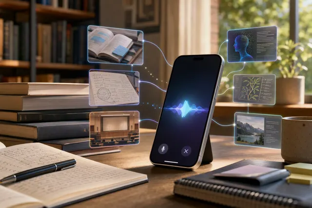 Illustration representing Gemini Notebook’s mobile study and voice conversation features