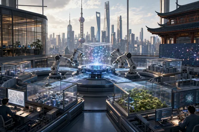 Conceptual illustration of an AI agent improving the software and infrastructure around a model