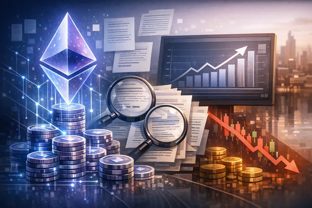 Ethereum staking ratio chart and ETH price chart showing divergence between record staking and falling price in 2026