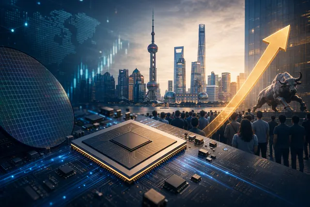 Editorial illustration of Enflame’s Shanghai STAR Market AI chip IPO