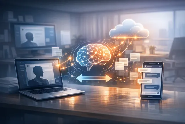 Illustration of Claude chat and Cowork sharing a unified AI memory